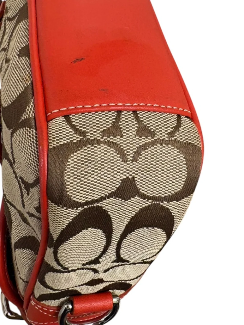 Coach 6849 vintage y2k signature brown khaki and orange field crossbody bag